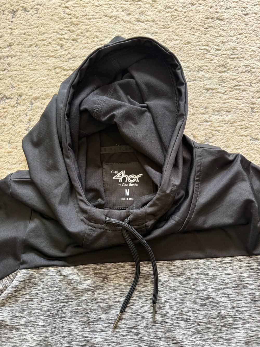 NWT-GIII 4Her by Carl Banks Women's Black and Gray Pullover Hoodie Slouch Neck M - Picture 5 of 13